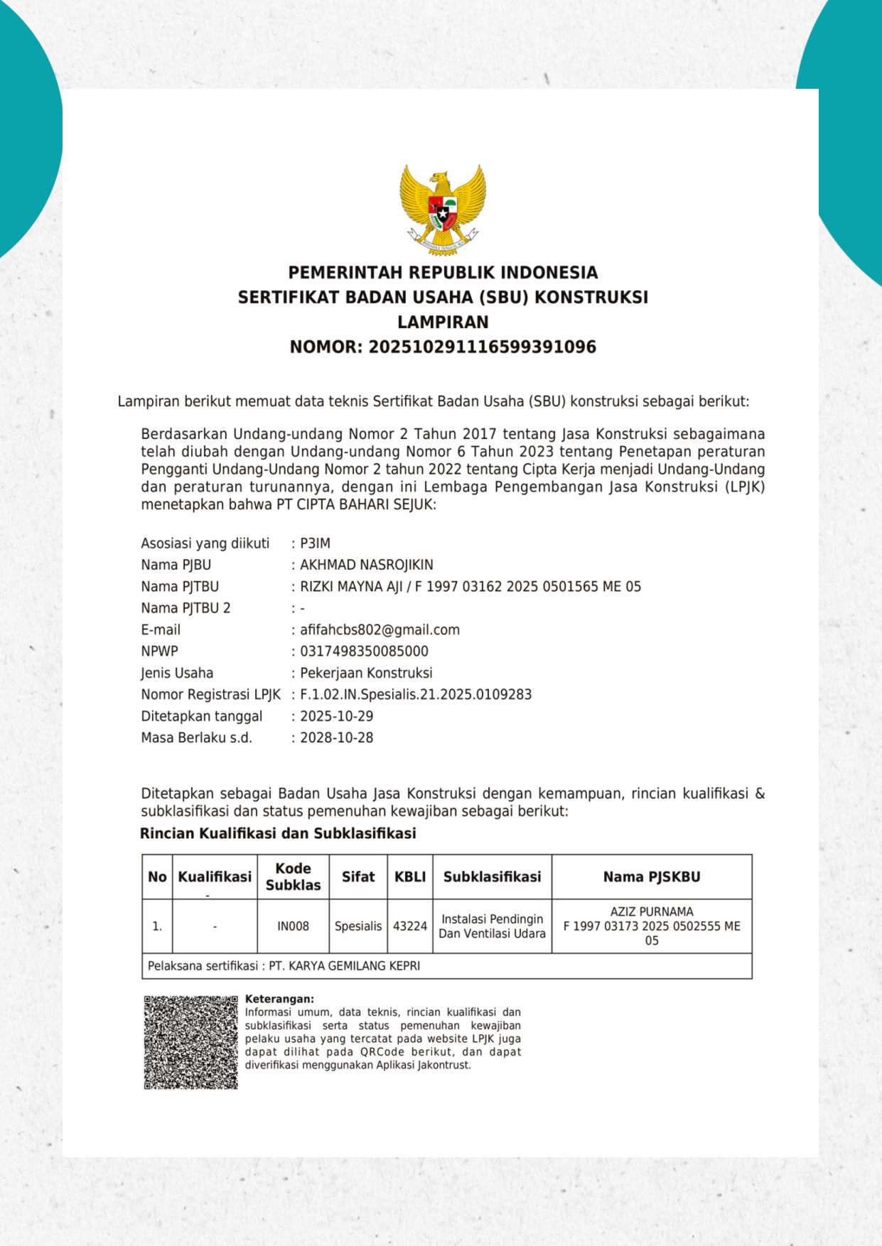 SK Pengesahan Menkumham RI